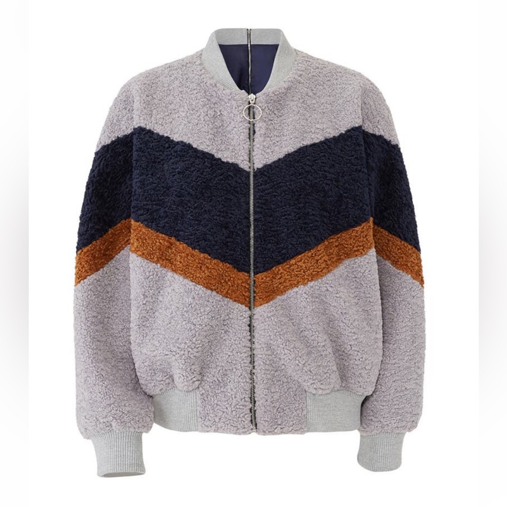 J.O.A. Colorblock Teddy Faux Fur Jacket